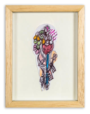 Técnica tinta y lápiz sobre papel, 14 x 18 cm