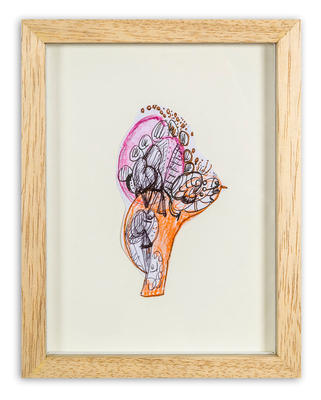 Técnica tinta y lápiz sobre papel, 14 x 18 cm